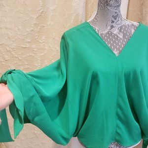ZARA  Kelly Green  Rayon dolmen  blouse  top